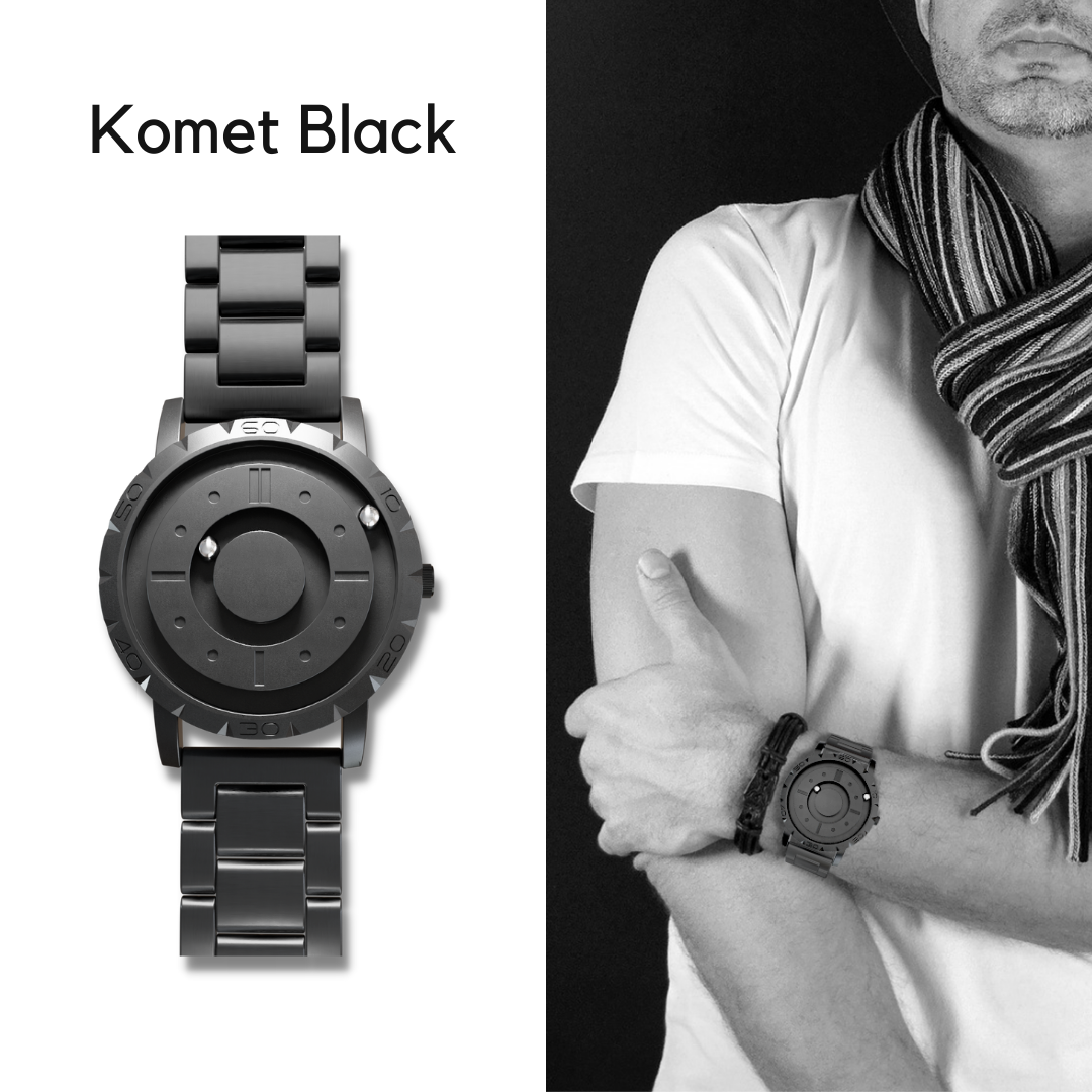 Magneto Watch Komet Black Maschenarmband Schwarz : : Fashion