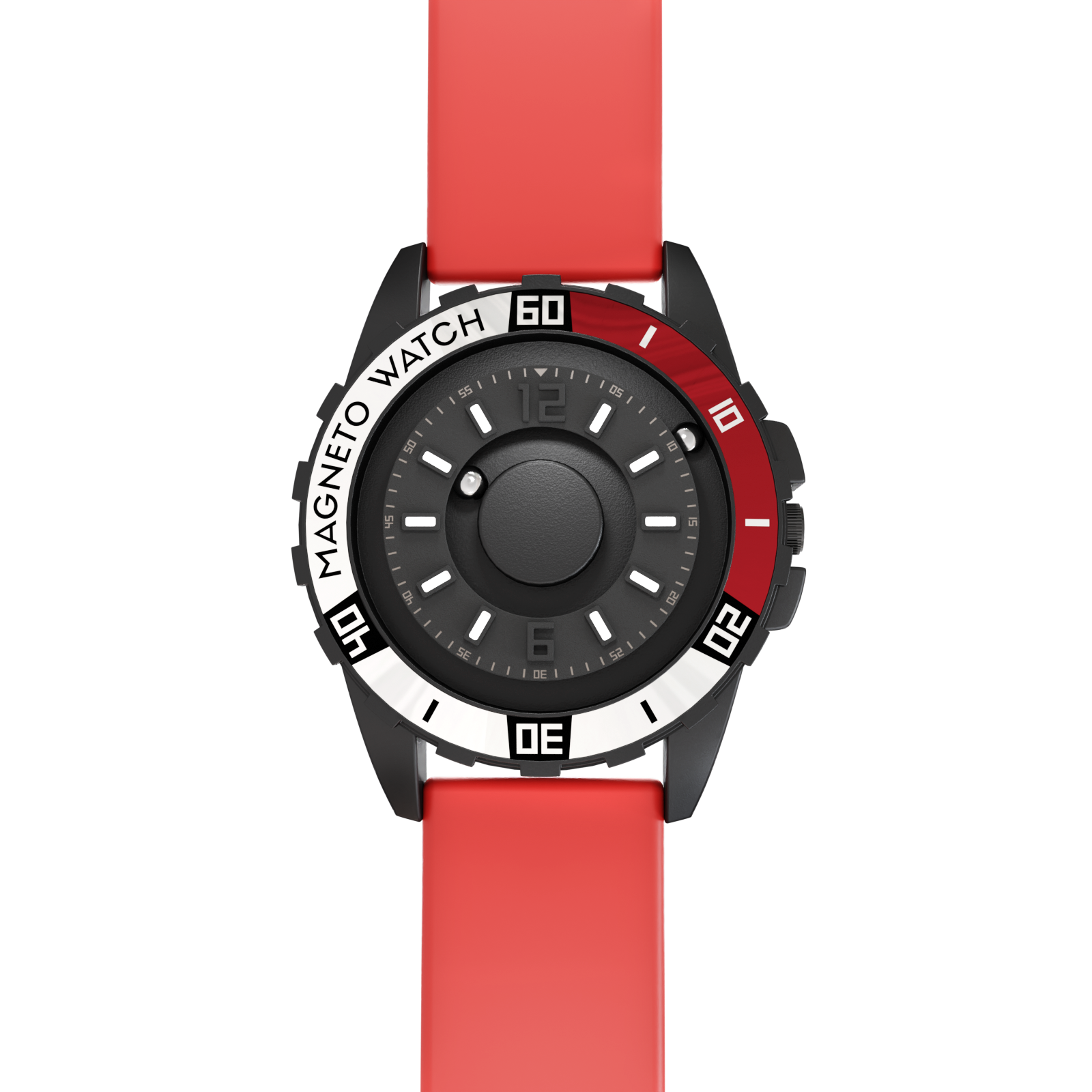 MAGNETO Uranus Black Silicone Red Wristwatch – Magneto Watch