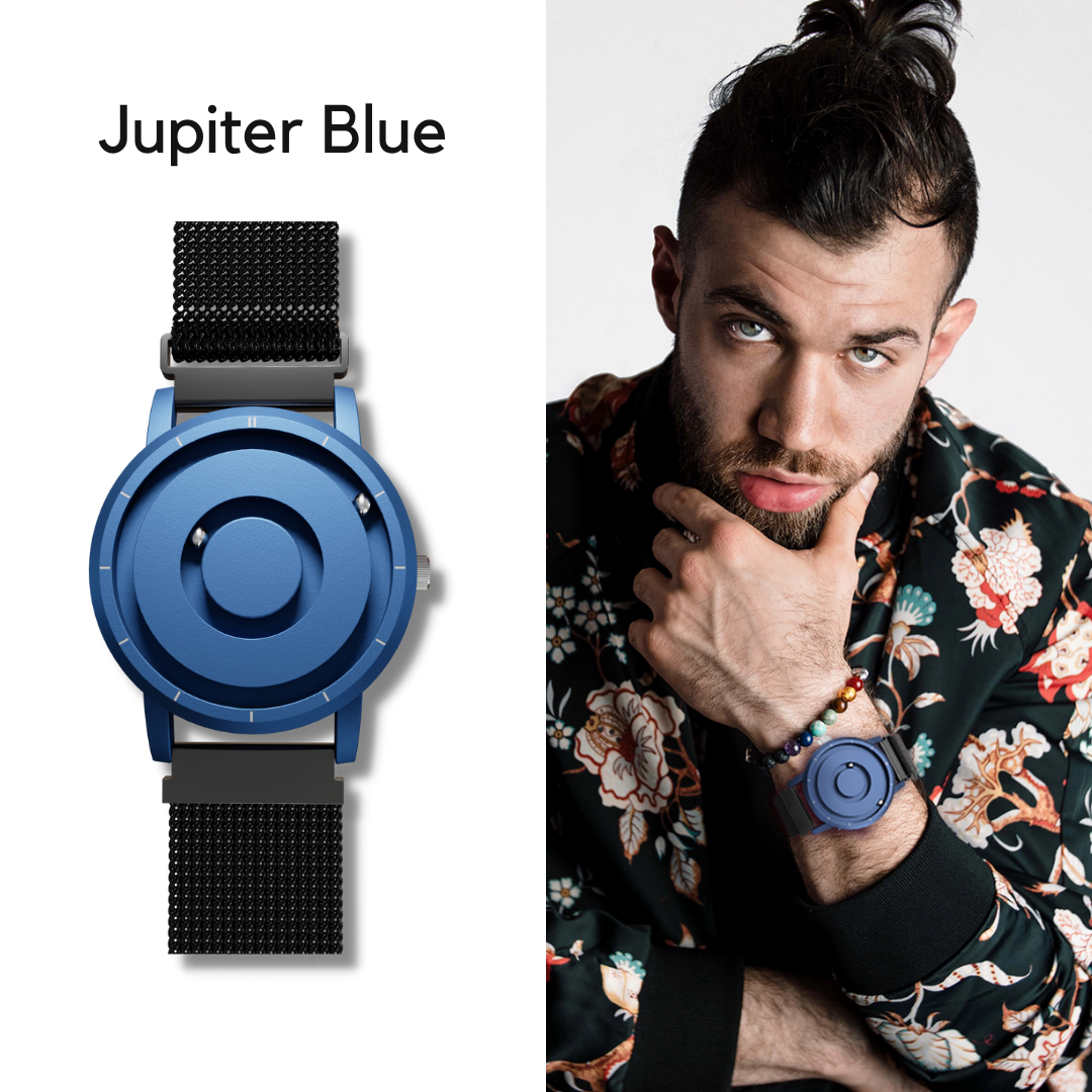 MAGNETO Jupiter Blue Leather Magnetic Blue Wristwatch – Magneto Watch