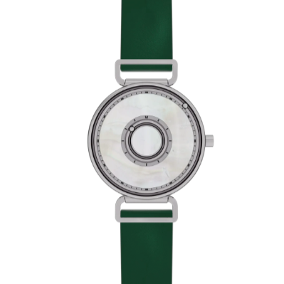 Bella Silver Pearl satin leather green