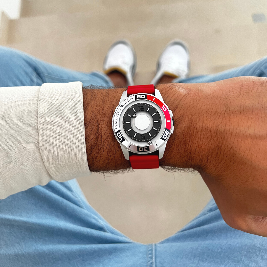 MAGNETO Wave Blue Steel Black Wristwatch – Magneto Watch