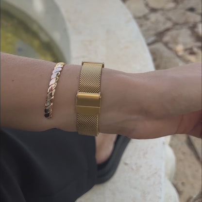 Bella Gold Green Maschenarmband Gold